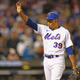 Edwin Diaz exits the game during the eighth inning against the San Diego Padres in game two of the Wild Card Series at Citi Field on October 08, 2022 in New York City.